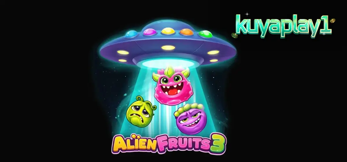 Tampilan visual slot Alien Fruits 3 dengan tema luar angkasa dan buah neon